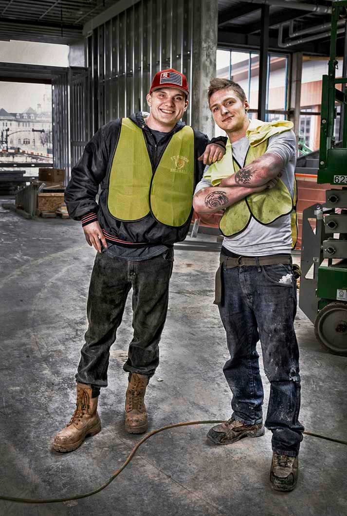 Portrait Of Two American Construction Workers