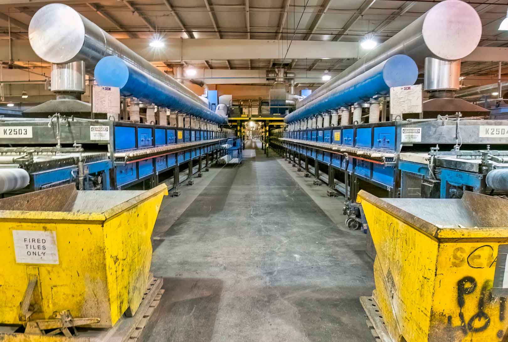 Large Blue Kilns In A Tennessee Tile Manufacturing Plant