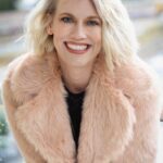 Nashville songwriter Melissa Mahnke in a pink furry coat for PR and marketing