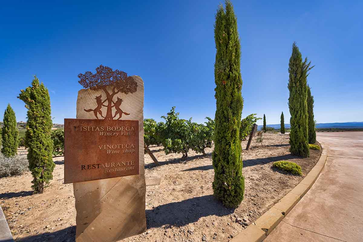 The bodegas Sierra Cantabria entrance sign in Spain