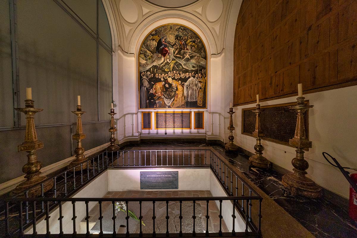 The Burial of the Count of Orgaz exhibit by painter El Greco's most famous paintings in Toledo, Spain.