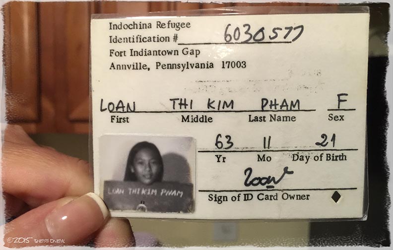 Loan Hillsten shares her ID card as Vietnamese Refugee in the U.S. at the age of 12 for the photo blog series Fabulous Women Over 40