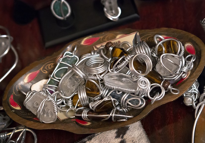 Handmade wire necklace pendants with stones by Nashvegas Hippie Jewelry