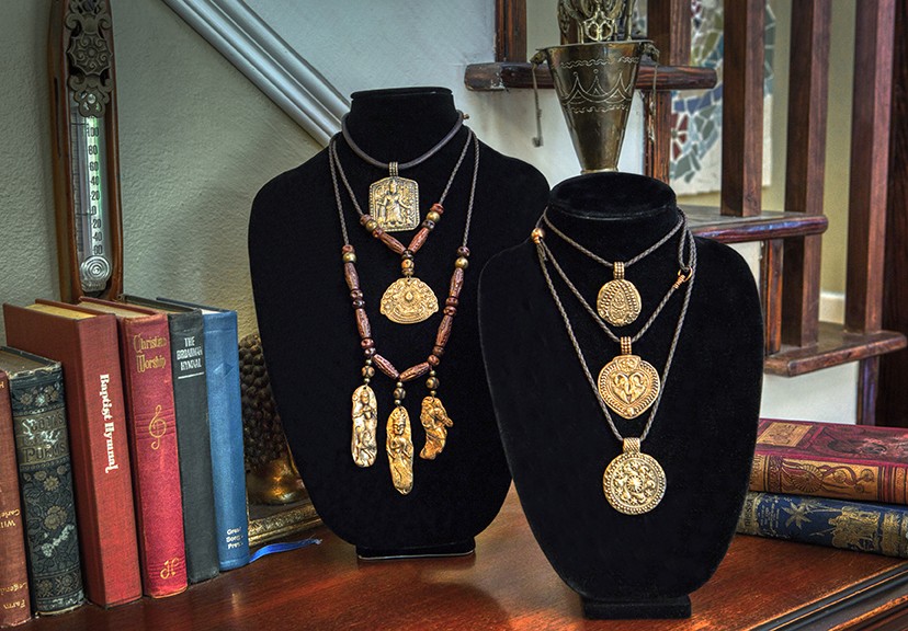 Handmade metal clay necklaces with pendants from Nashvegas Hippie
