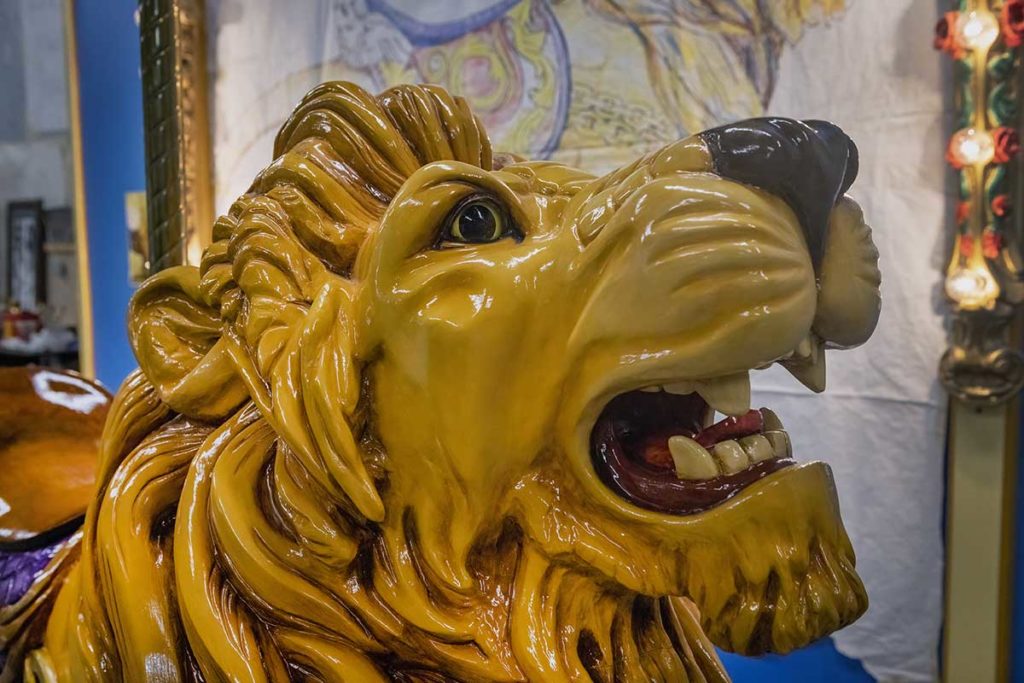 carved carousel lion head
